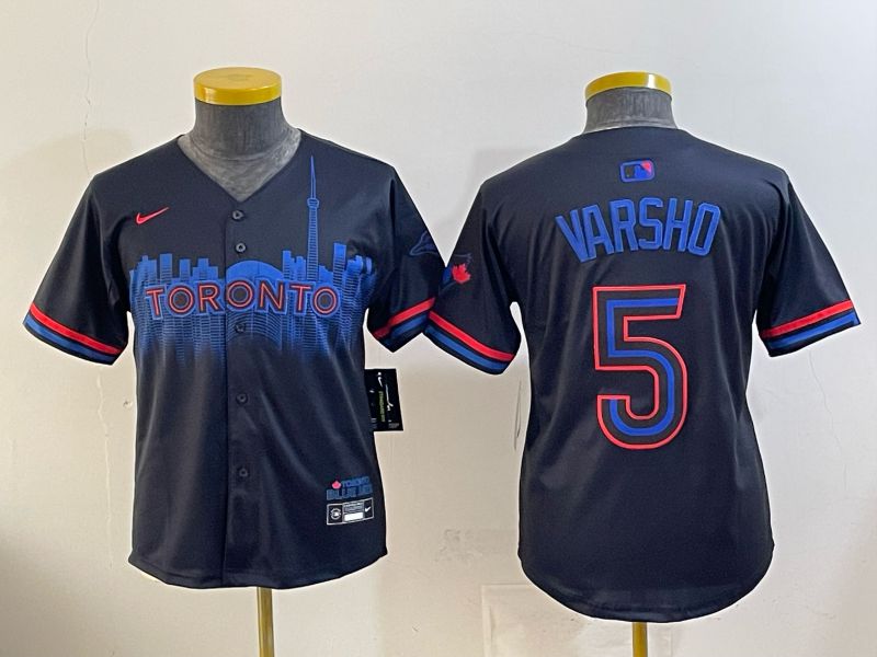 Youth 2025 Nike Toronto Blue Jays #5 Varsho Blue Game MLB Jersey 01